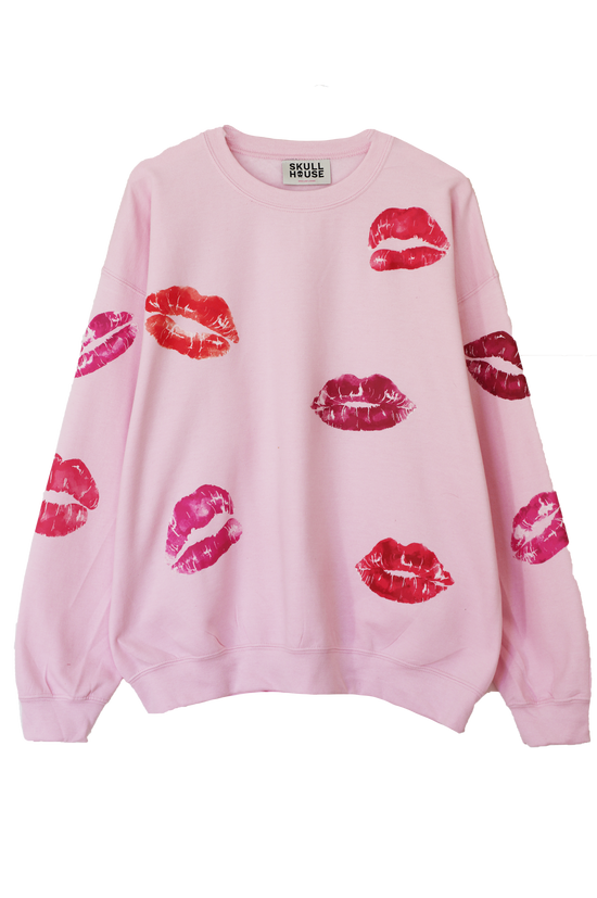 Kisses Crewneck: Baby Pink