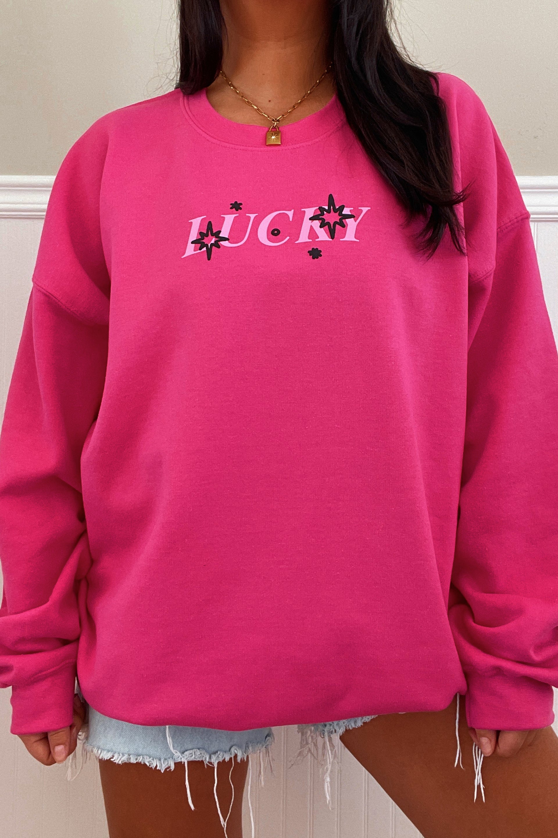 Lucky One Crewneck: Pink