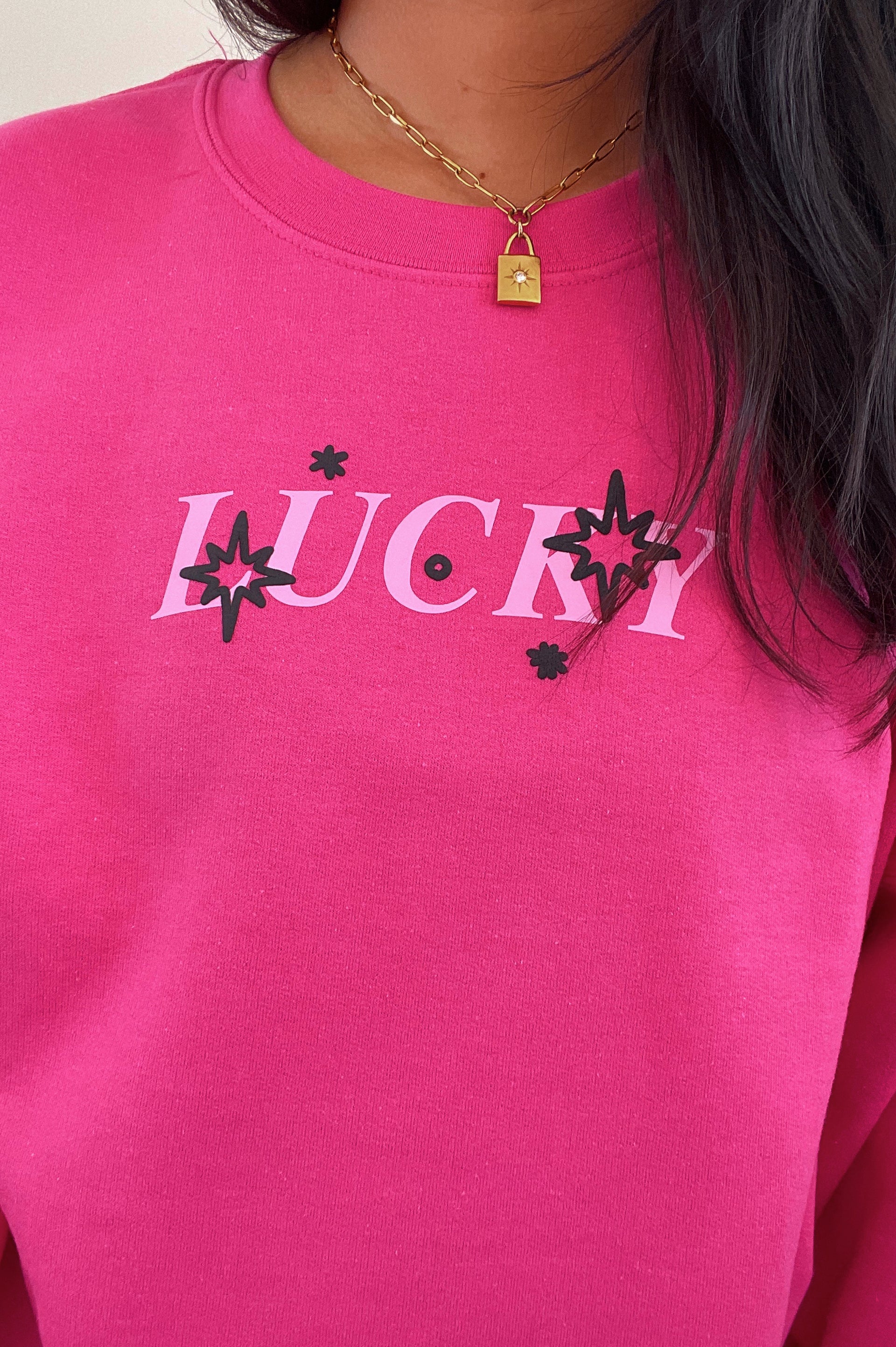 Lucky One Crewneck: Pink