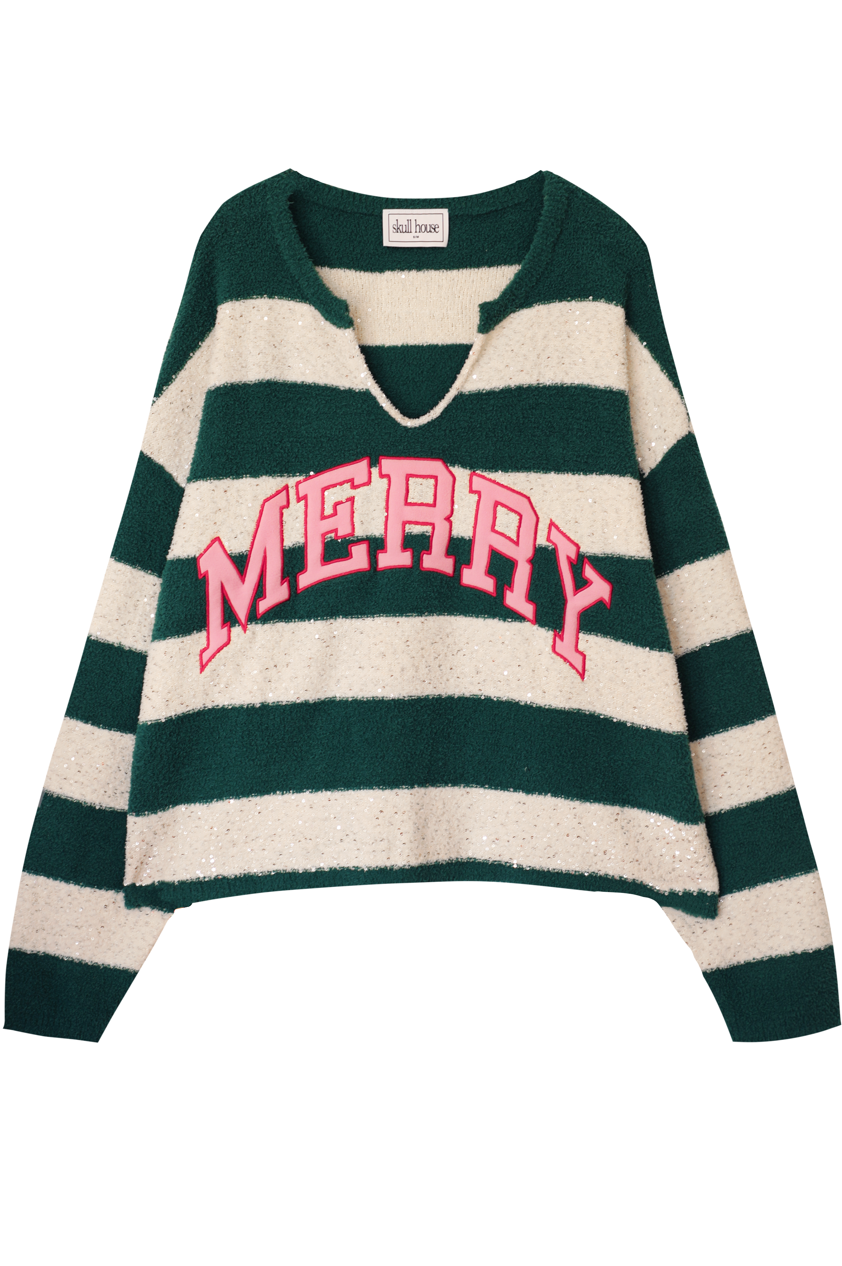 Merry Sparkle Sweater: Green/Vanilla