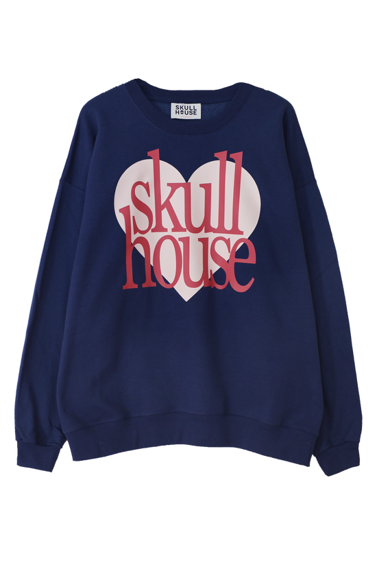 Love Skull House Crewneck: Navy