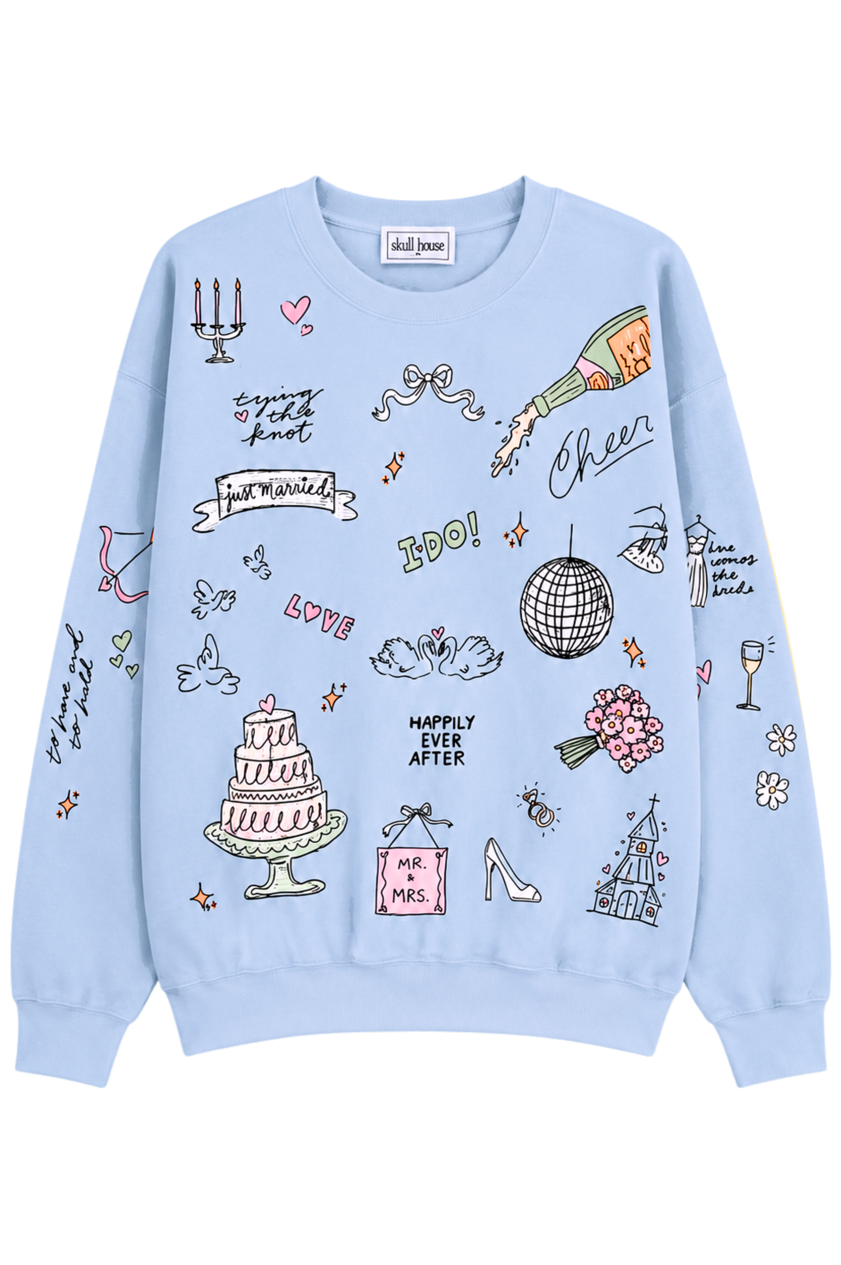 Wedding Doodles Crewneck: Baby Blue
