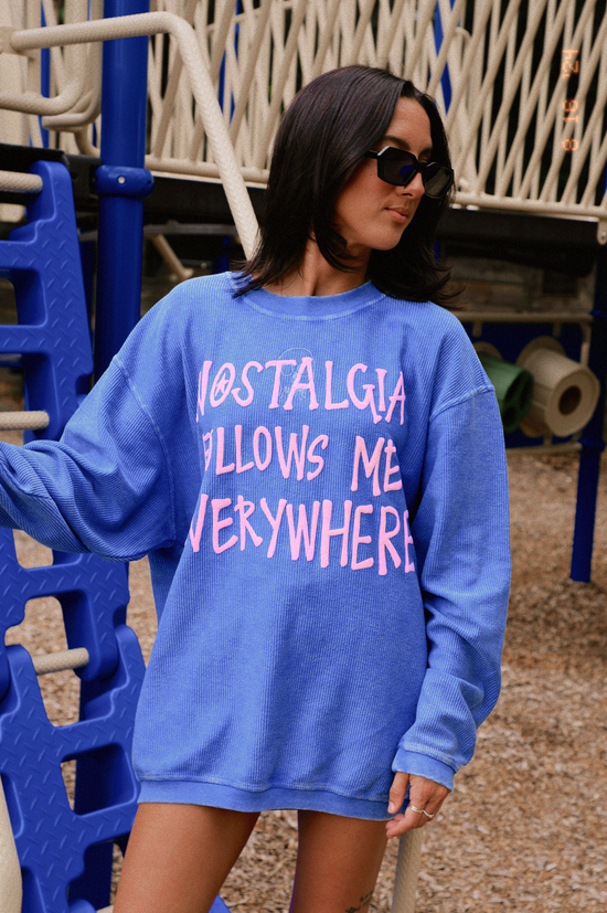 Nostalgia Corded Crewneck: Royal