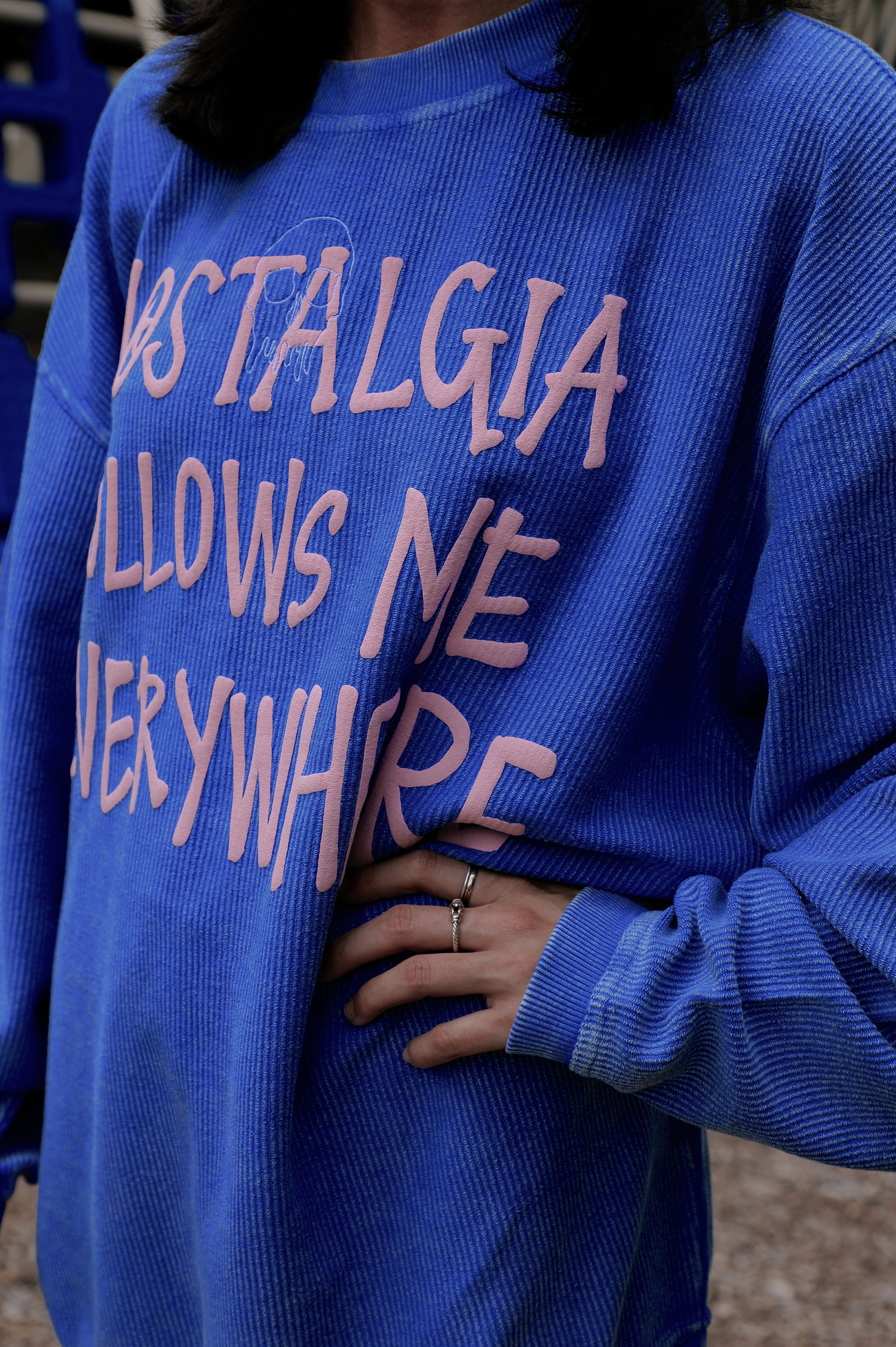 Nostalgia Corded Crewneck: Royal