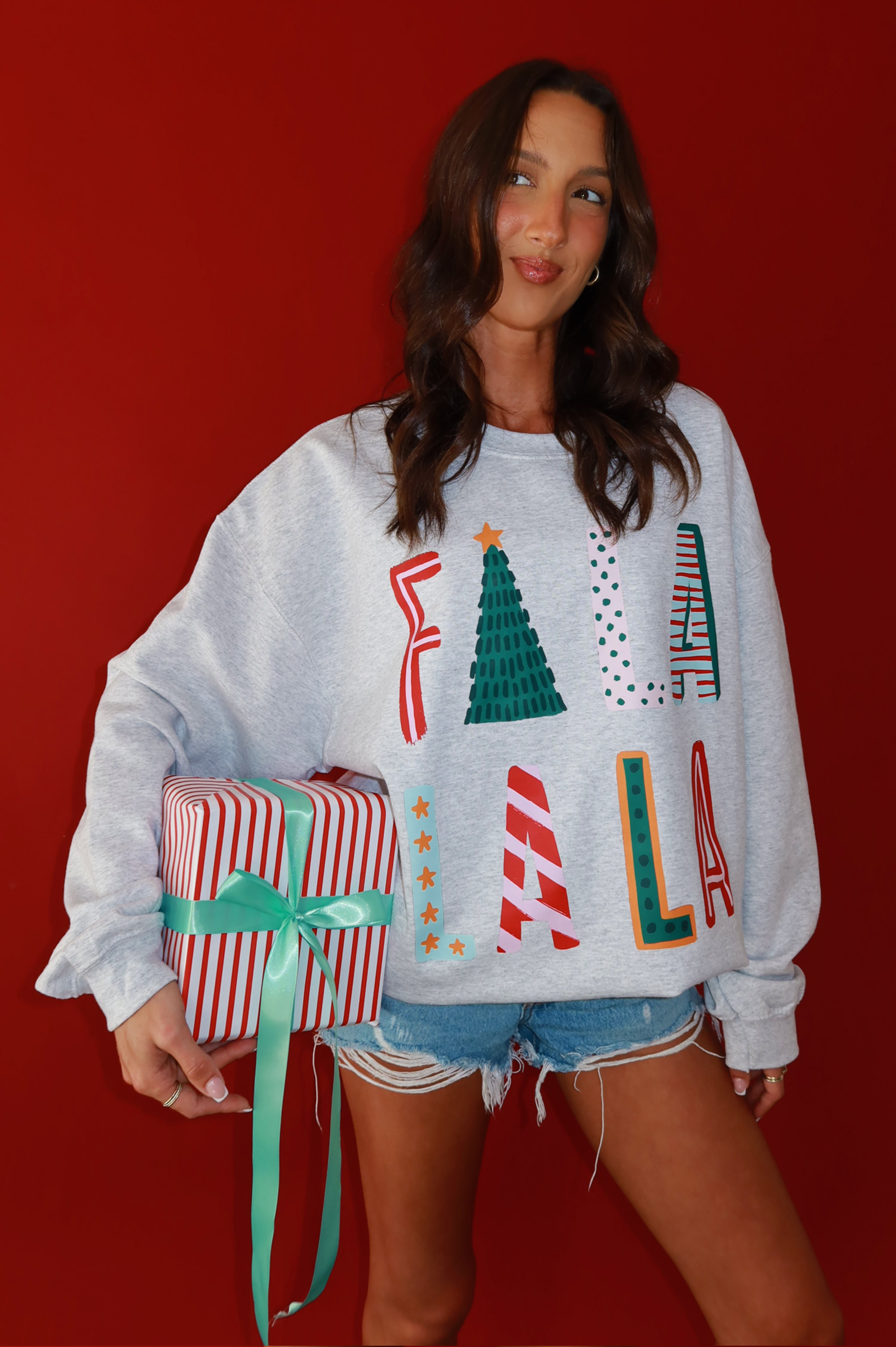 FA LA LA Crewneck: Ash