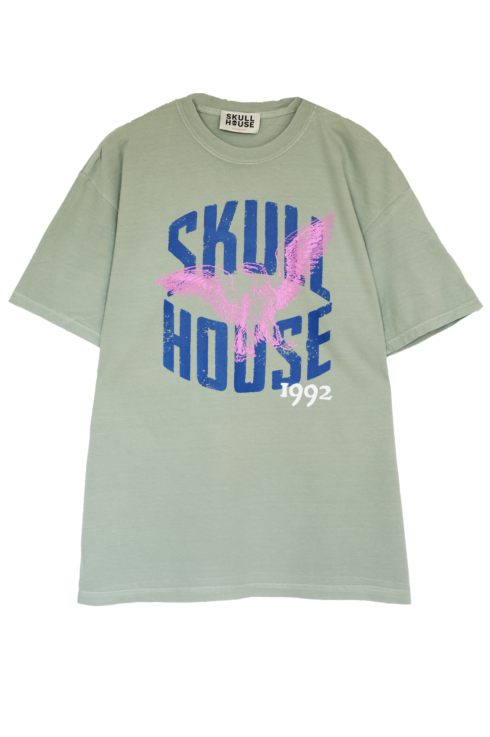 Pink Bird Tee: Soft Green