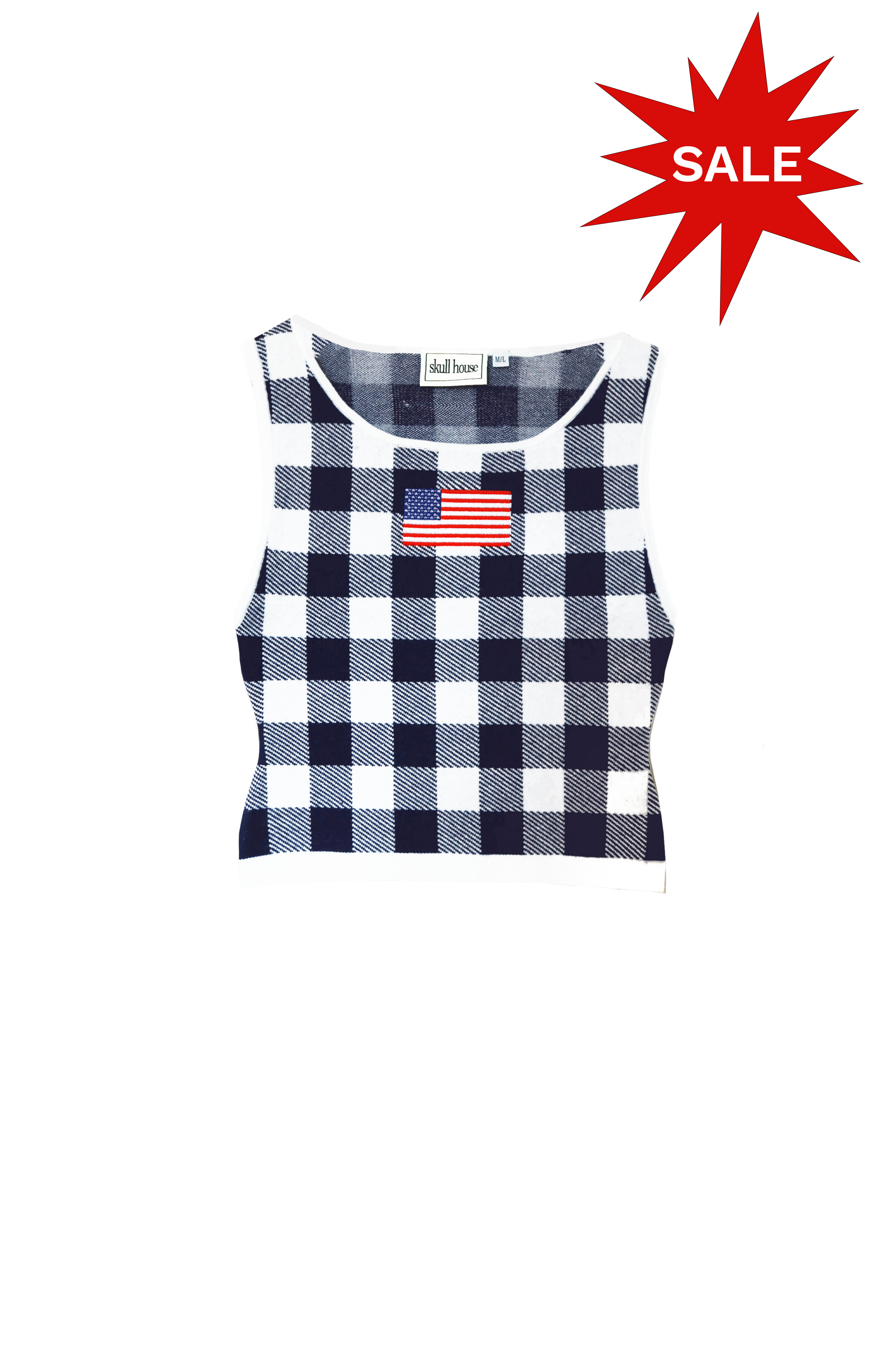 House Knit Tank: Navy Gingham