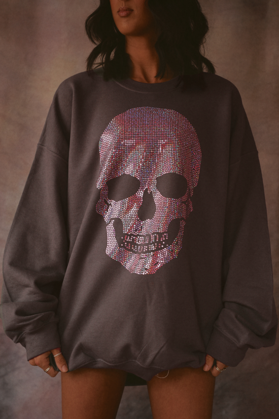 Disco Skull Crewneck: Charcoal