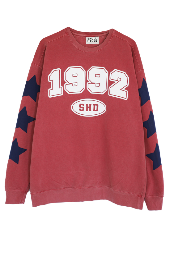 Star Crewneck: Vintage Red