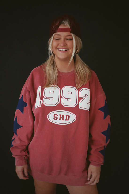 Star Crewneck: Vintage Red