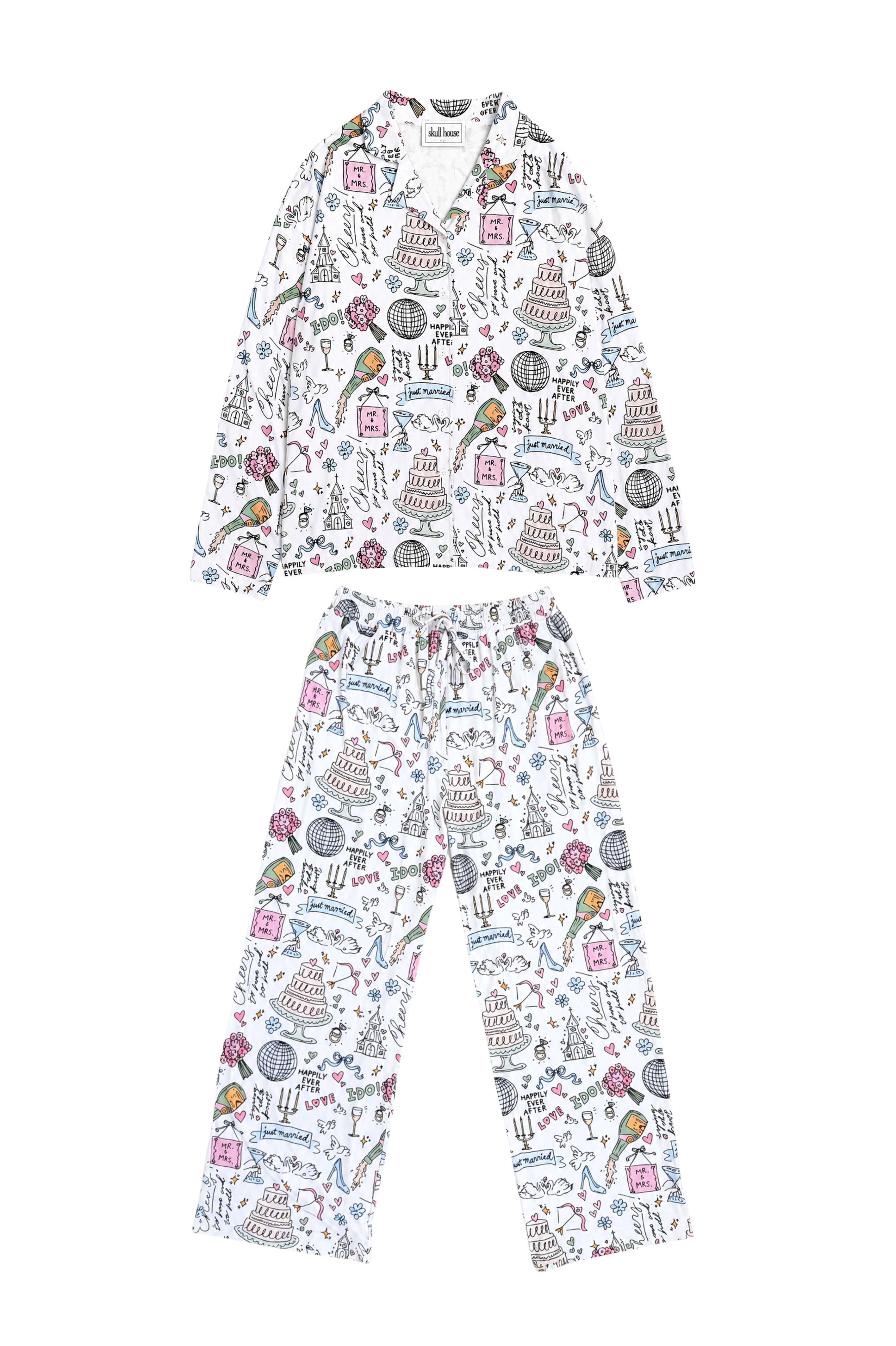 Wedding Doodle Pajamas: White
