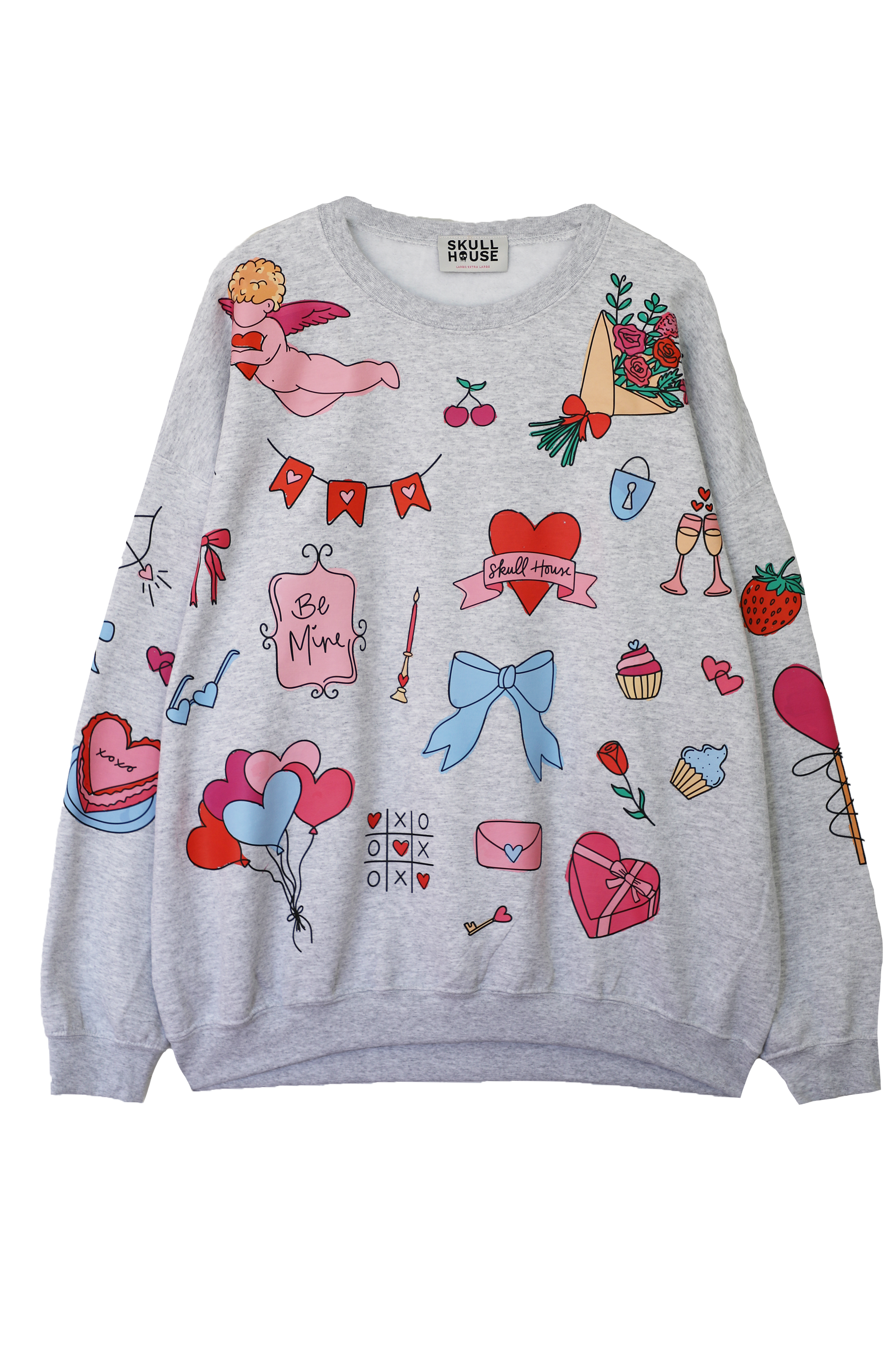 Valentine Doodles Crewneck: Ash