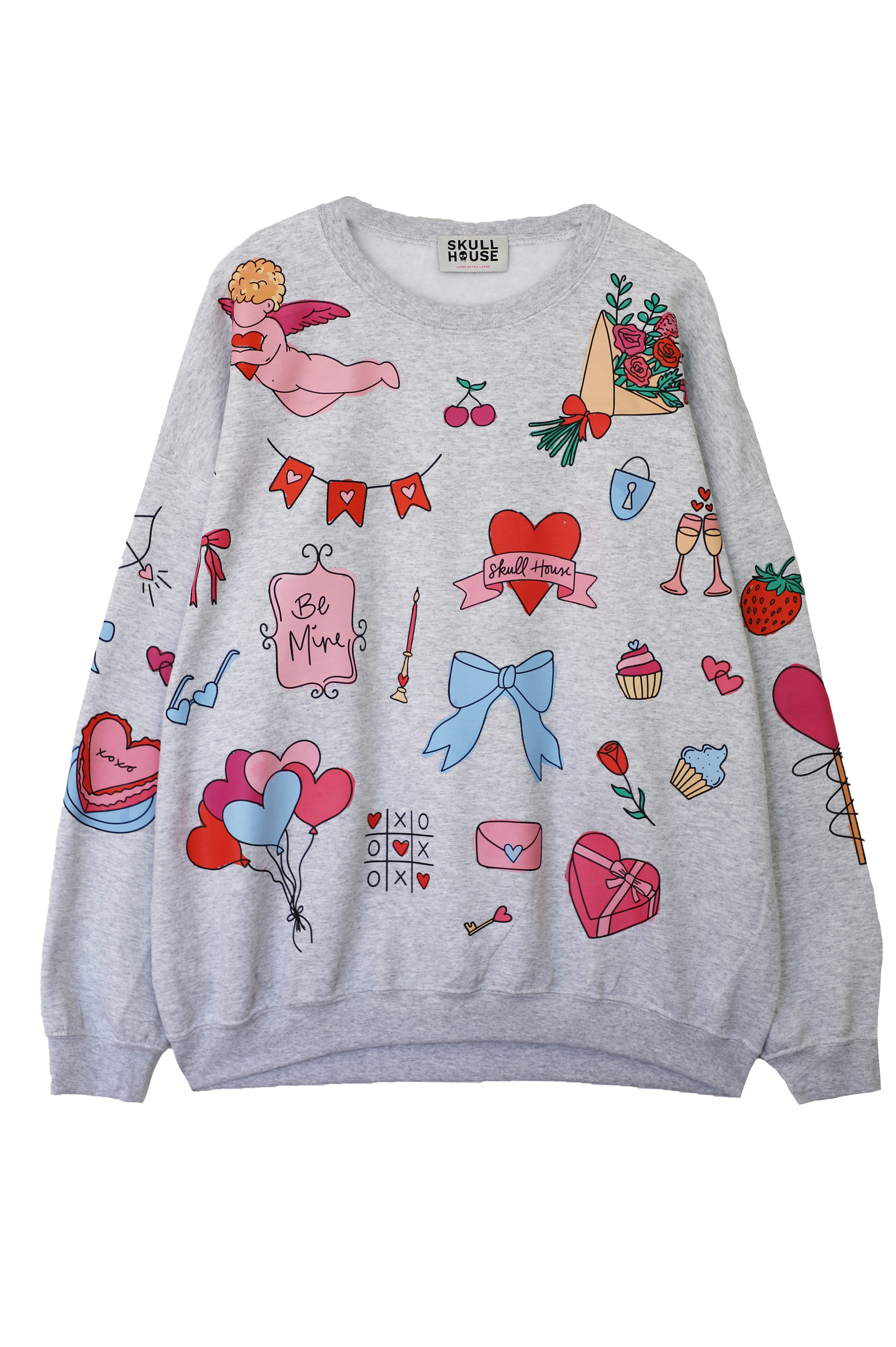 Valentine Doodles Crewneck: Ash