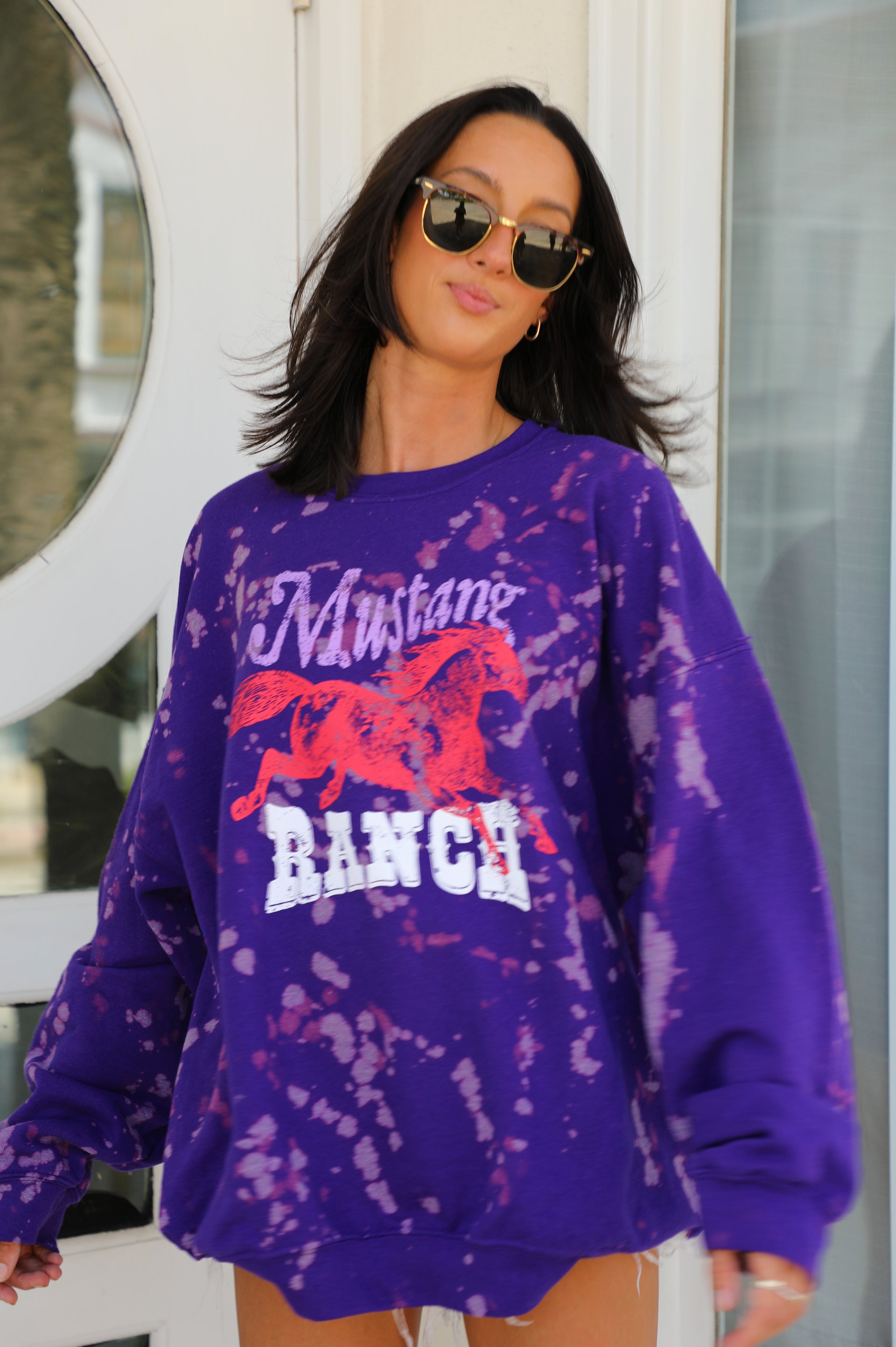 Mustang Crewneck: Purple Bleach