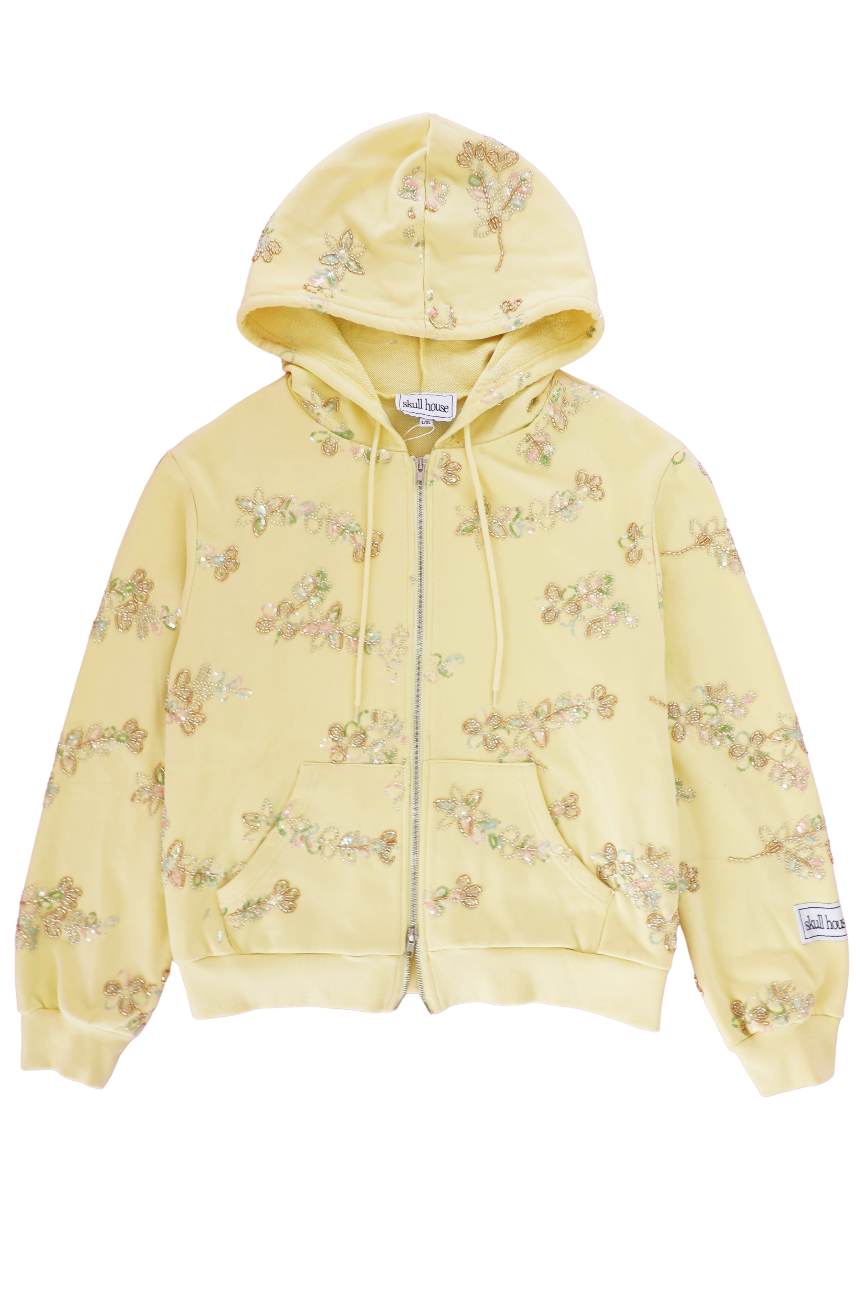 PRE-ORDER: Embellished Zip Hoodie: Buttercup