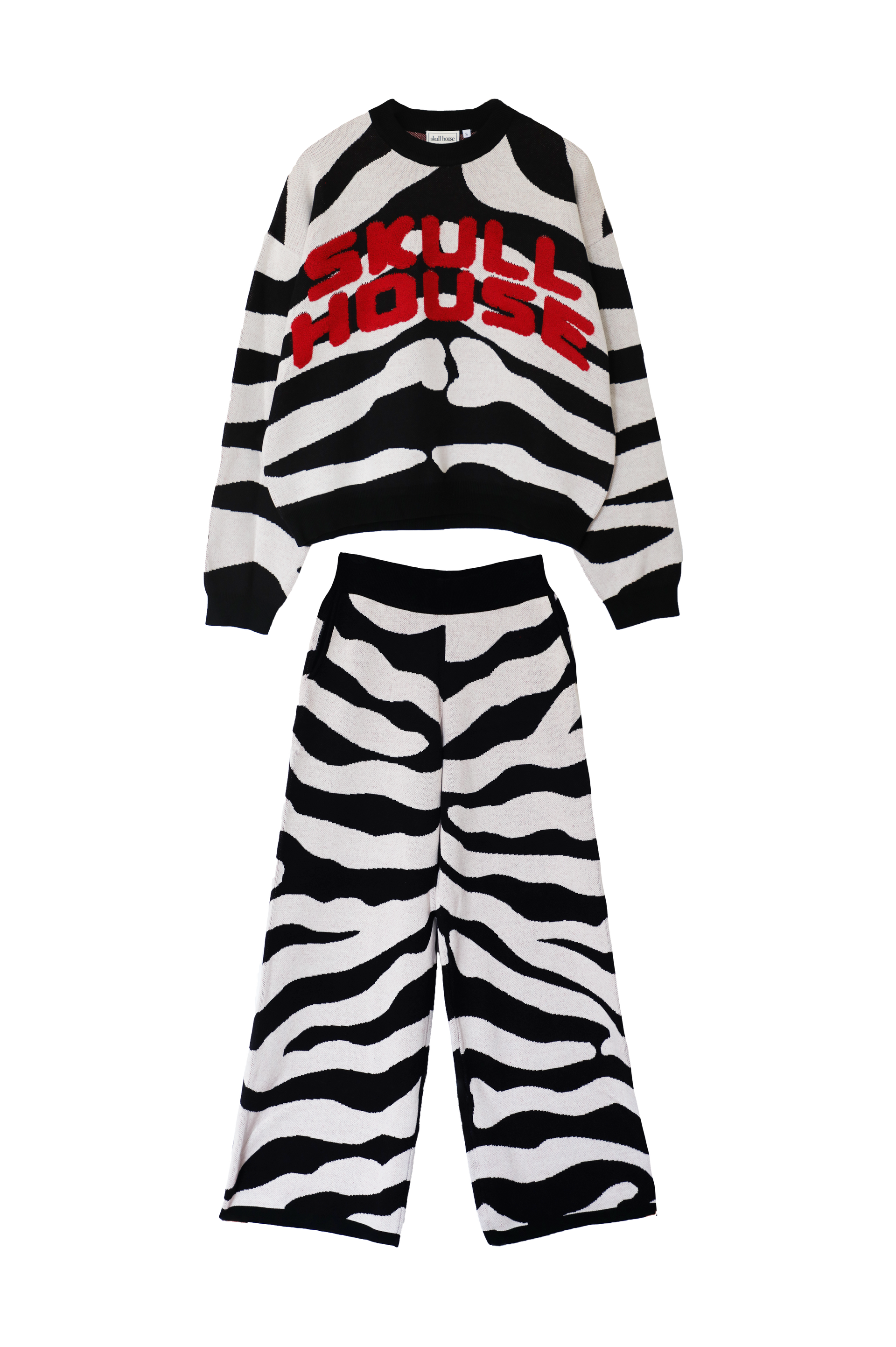 Zebra Knit Set: Black/Ivory